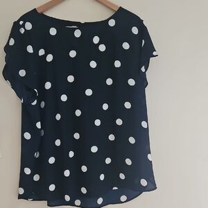 LOFT Black and White Polka Dot Blouse